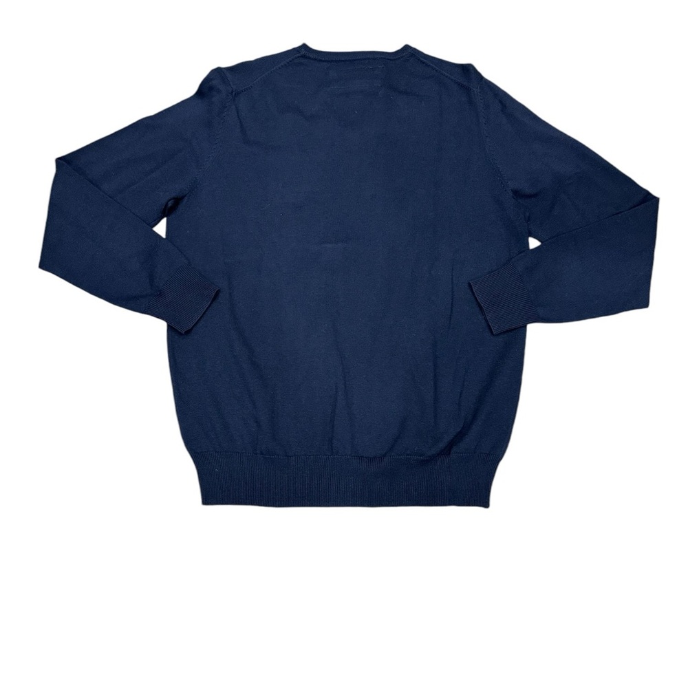 Men's Joseph Abboud Medium V-Neck Sweater Navy Blue Soft Long Sleeve Cotton Silk - Picture 4 of 7
